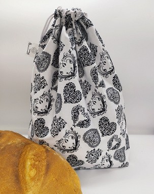 Frissentartó kenyeres zsák fekete szívek