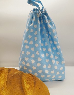 Fresh-keeping bread bag – blue with white hearts