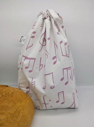 Fresh-keeping bread bag – pink with musical notes