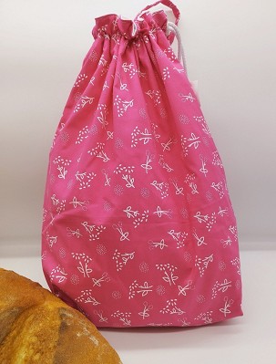 Frissentartó kenyeres zsák - pink virágok