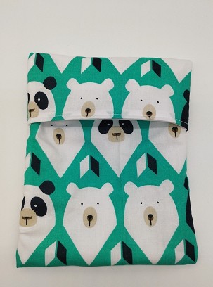 Snackbag, nasitasak - zöld alapon maci fejek