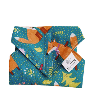 Újraszalvéta, szendvics csomagoló - zöld alapon rókák