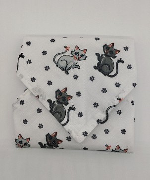 Újraszalvéta, szendvics csomagoló - fehér alapon cicák