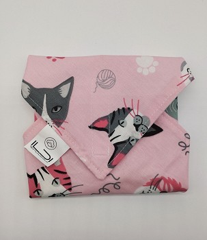 Újraszalvéta, szendvics csomagoló - rózsaszín alapon cicák