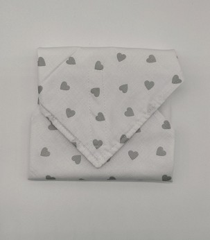 Újraszalvéta, szendvics csomagoló - fehér alapon szürke szívek