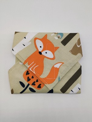 Újraszalvéta, szendvics csomagoló - drapp alapon erdei állatok