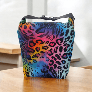 Uzsonnás táska - szivárvány leopád mintás
