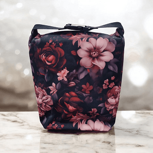 Uzsonnás táska - bordó-mályva virágos