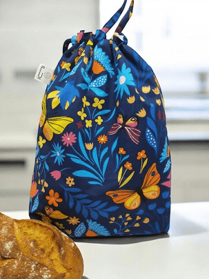 Frissentartó kenyeres zsák - kék pillangós