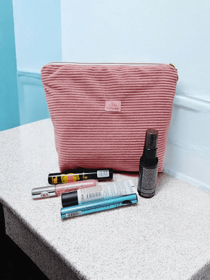 Kordbársony női neszeszer - rózsaszín