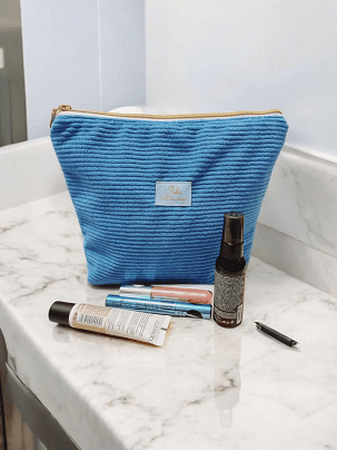 Kordbársony női neszeszer - kék