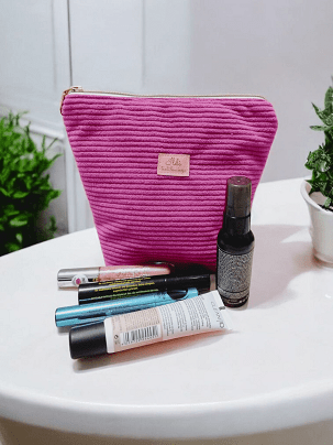 Kordbársony női neszeszer - pink