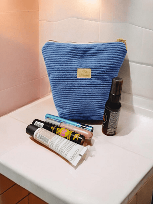 Kordbársony női neszeszer - kék