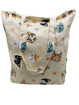 Vászon táska - cicás bézs