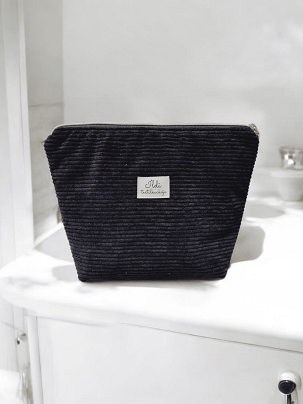 Kordbársony női neszeszer - fekete