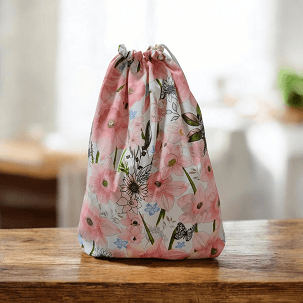 Frissentartó kenyeres zsák - Rózsaszín virágok